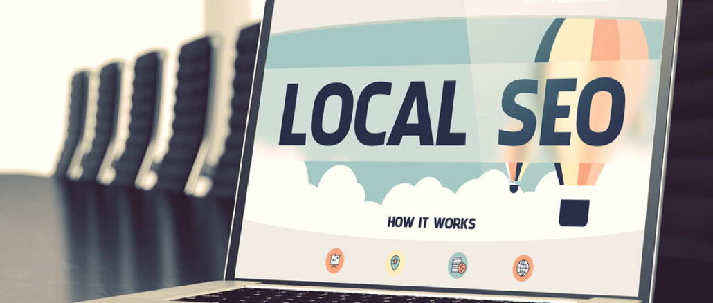 Landing Page of Laptop with Local SEO Concept. 3D.